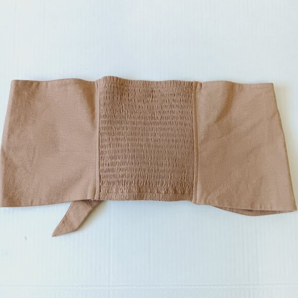 Express Women's Tan Linen Blend Tie Front Tube Top Sizes XS, L - Picture 2 of 5